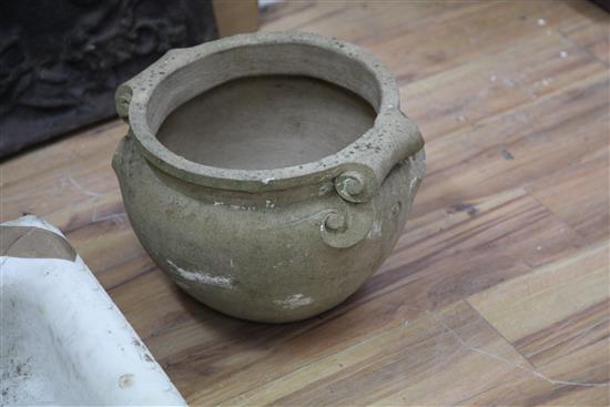 Gertrude Jekyll for Compton Pottery. A terracotta urn, Diam. 1ft 3.5in. H.11.5in.